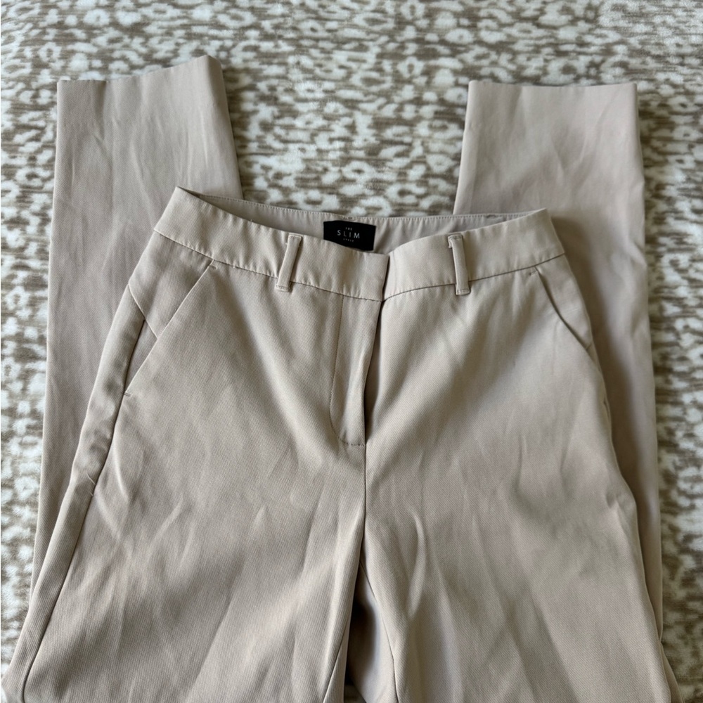 White House Black Market Tan Slim Ankle Trousers
